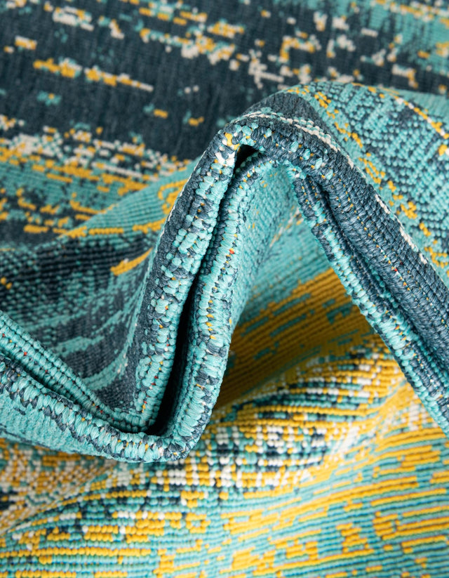 Multicolor.Blue 6' 1 x 9' Outdoor Coastal Rectangle Rug