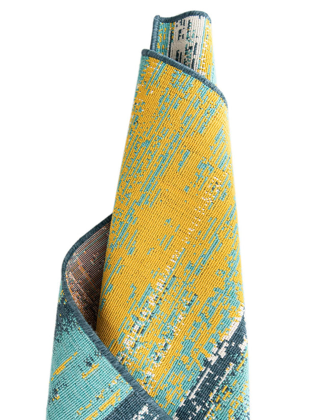Multicolor.Blue 6' 1 x 9' Outdoor Coastal Rectangle Rug