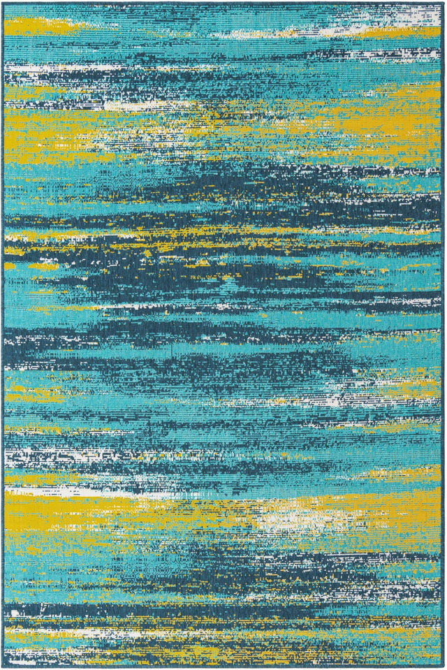 Multicolor.Blue 5' 3 x 8' Outdoor Coastal Rectangle Area Rug Weather Resistant for Patio, Deck, Terrace, Balcony, Porch 100% Polypropylene Coastal Decor Carpet for Sale at Rug Engine