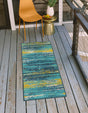 Multicolor.Blue 2' x 8' Outdoor Coastal Runner Area Rug Weather Resistant for Patio, Deck, Terrace, Balcony, Porch 100% Polypropylene Coastal Decor Carpet for Sale at Rug Engine