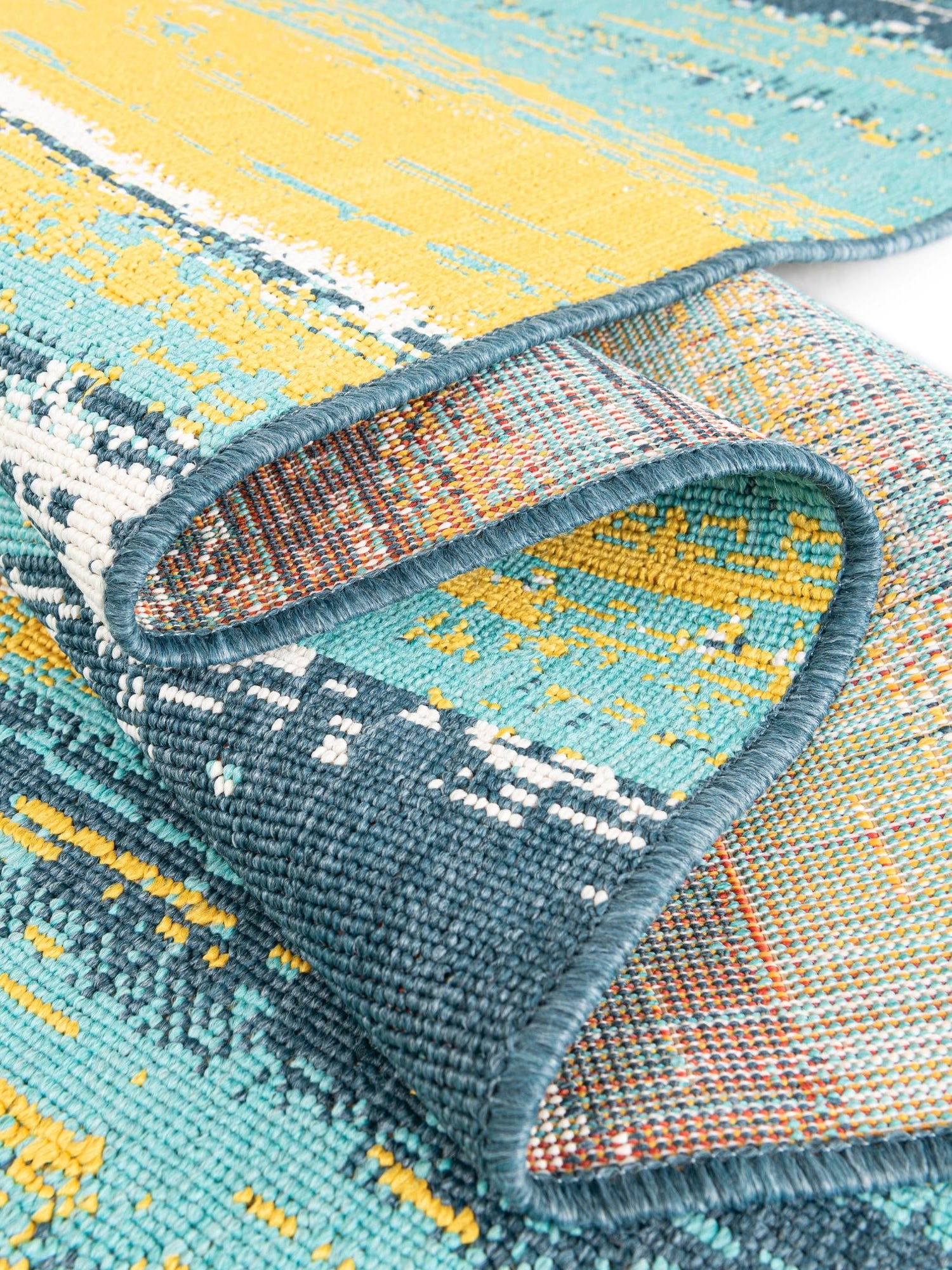Multicolor.Blue 2' 7 x 12' Outdoor Coastal Runner Area Rug Weather Resistant for Patio, Deck, Terrace, Balcony, Porch 100% Polypropylene Coastal Decor Carpet for Sale at Rug Engine