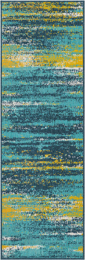 Multicolor.Blue 2' x 6' 1 Outdoor Coastal Runner Area Rug Weather Resistant for Patio, Deck, Terrace, Balcony, Porch 100% Polypropylene Coastal Decor Carpet for Sale at Rug Engine
