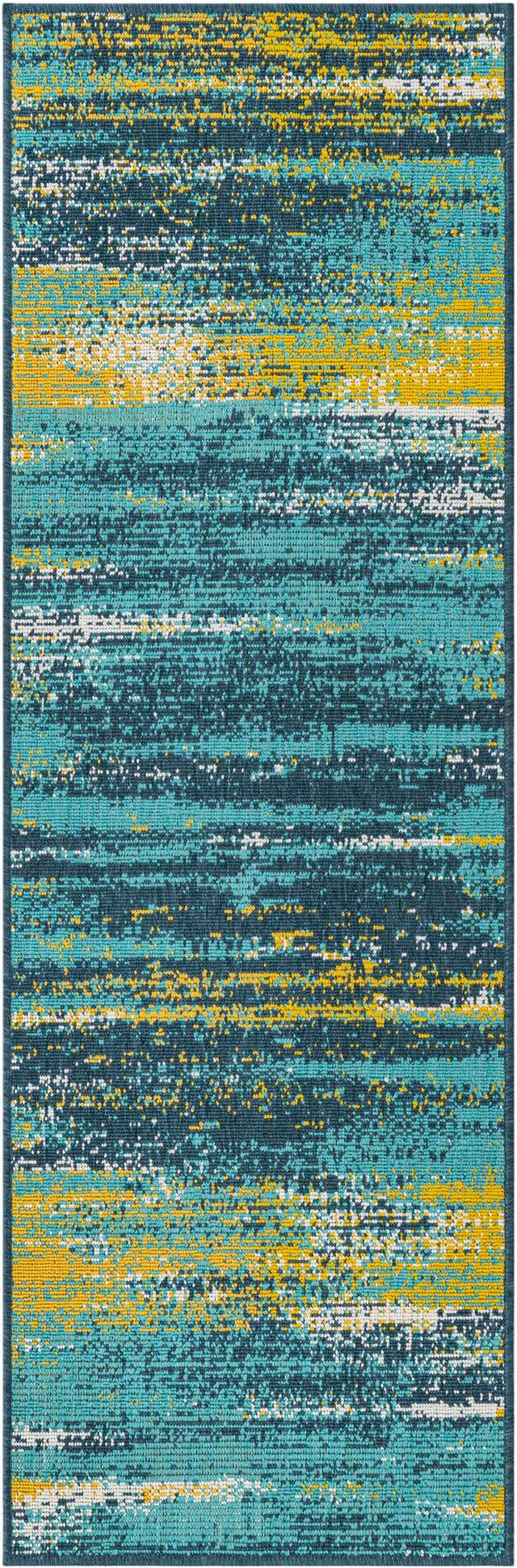 Multicolor.Blue 2' x 6' 1 Outdoor Coastal Runner Area Rug Weather Resistant for Patio, Deck, Terrace, Balcony, Porch 100% Polypropylene Coastal Decor Carpet for Sale at Rug Engine