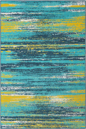 Multicolor.Blue 6' 1 x 9' Outdoor Coastal Rectangle Rug