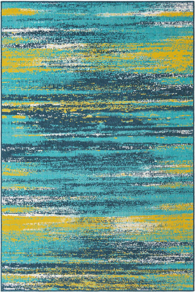 Multicolor.Blue 6' 1 x 9' Outdoor Coastal Rectangle Rug