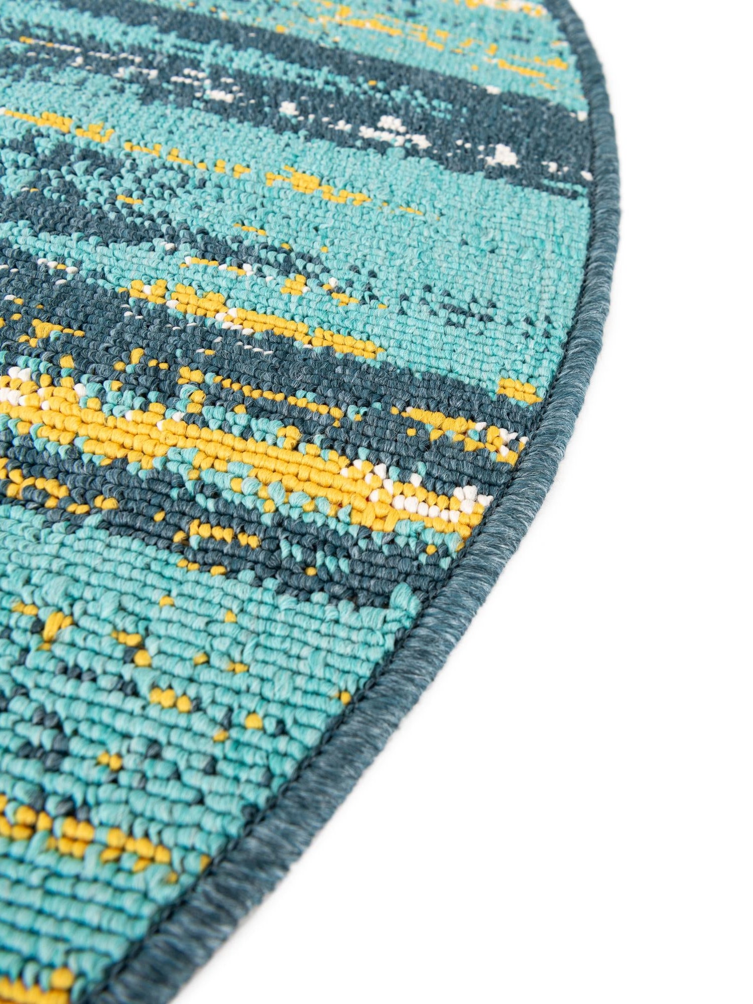 Multicolor.Blue 7' 1 x 7' 1 Outdoor Coastal Round Area Rug Weather Resistant for Patio, Deck, Terrace, Balcony, Porch 100% Polypropylene Coastal Decor Carpet for Sale at Rug Engine