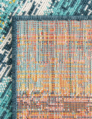 Multicolor.Blue 7' 10 x 7' 10 Outdoor Coastal Square Area Rug Weather Resistant for Patio, Deck, Terrace, Balcony, Porch 100% Polypropylene Coastal Decor Carpet for Sale at Rug Engine