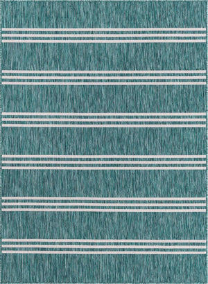 Teal 5' 3 x 8' Jill Zarin Outdoor Rectangle Area Rug Weather Resistant for Patio, Deck, Terrace, Balcony, Porch Durable 100% Polypropylene Carpet for Outside for Sale at Rug Engine