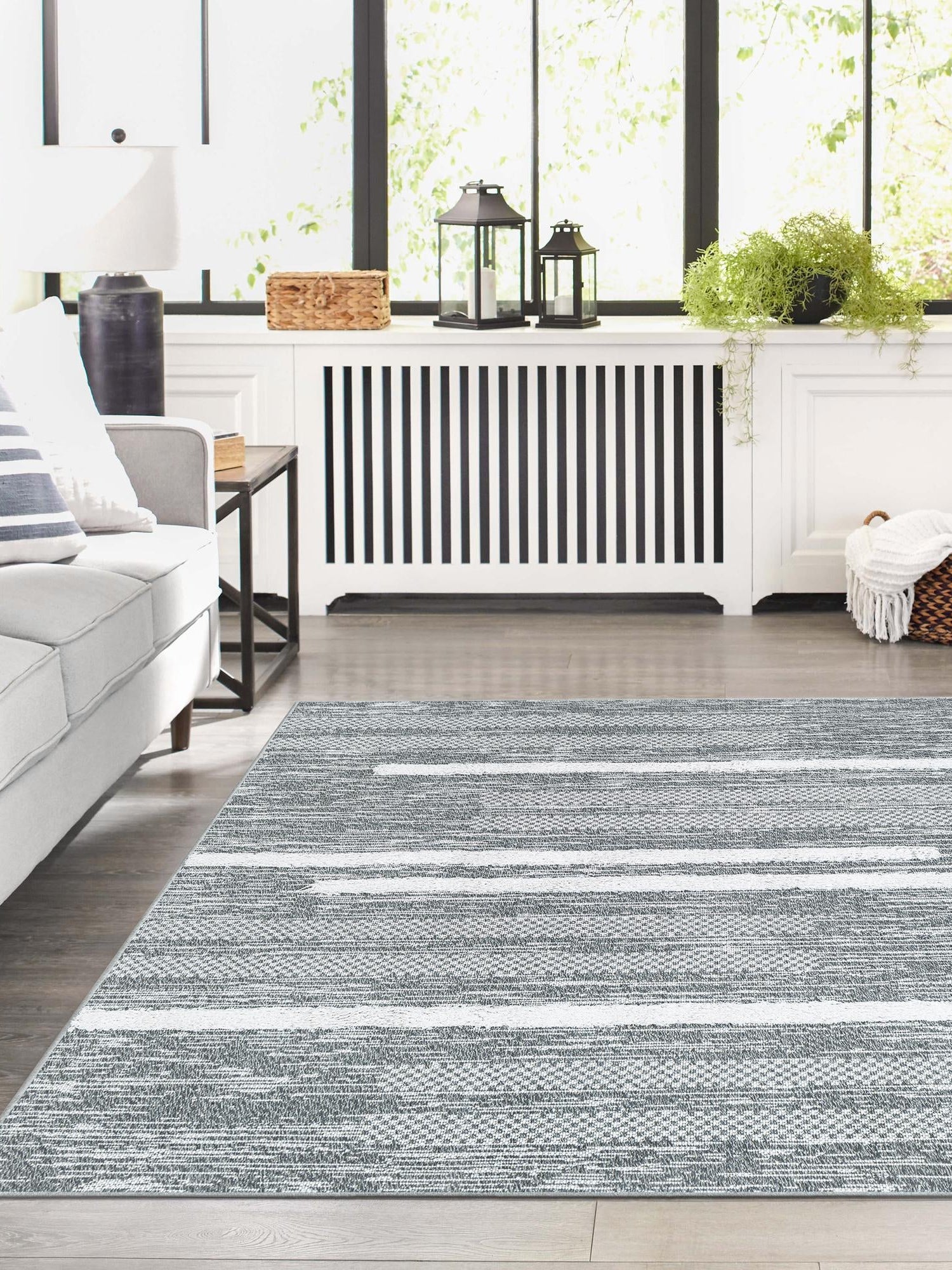 Gray 8' 2 x 10' Abbey Rectangle Area Rug 100% Cotton All Natural Living Dining Room Bedroom Carpet for Sale at Rug Engine