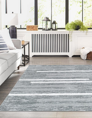 Gray 8' 2 x 10' Abbey Rectangle Area Rug 100% Cotton All Natural Living Dining Room Bedroom Carpet for Sale at Rug Engine