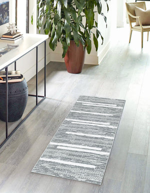 Gray 2' 7 x 12' Abbey Runner Area Rug 100% Cotton All Natural Living Dining Room Bedroom Carpet for Sale at Rug Engine