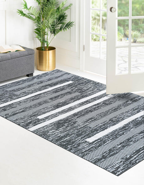 Black 4' 5 x 6' 1 Abbey Rectangle Area Rug 100% Cotton All Natural Living Dining Room Bedroom Carpet for Sale at Rug Engine