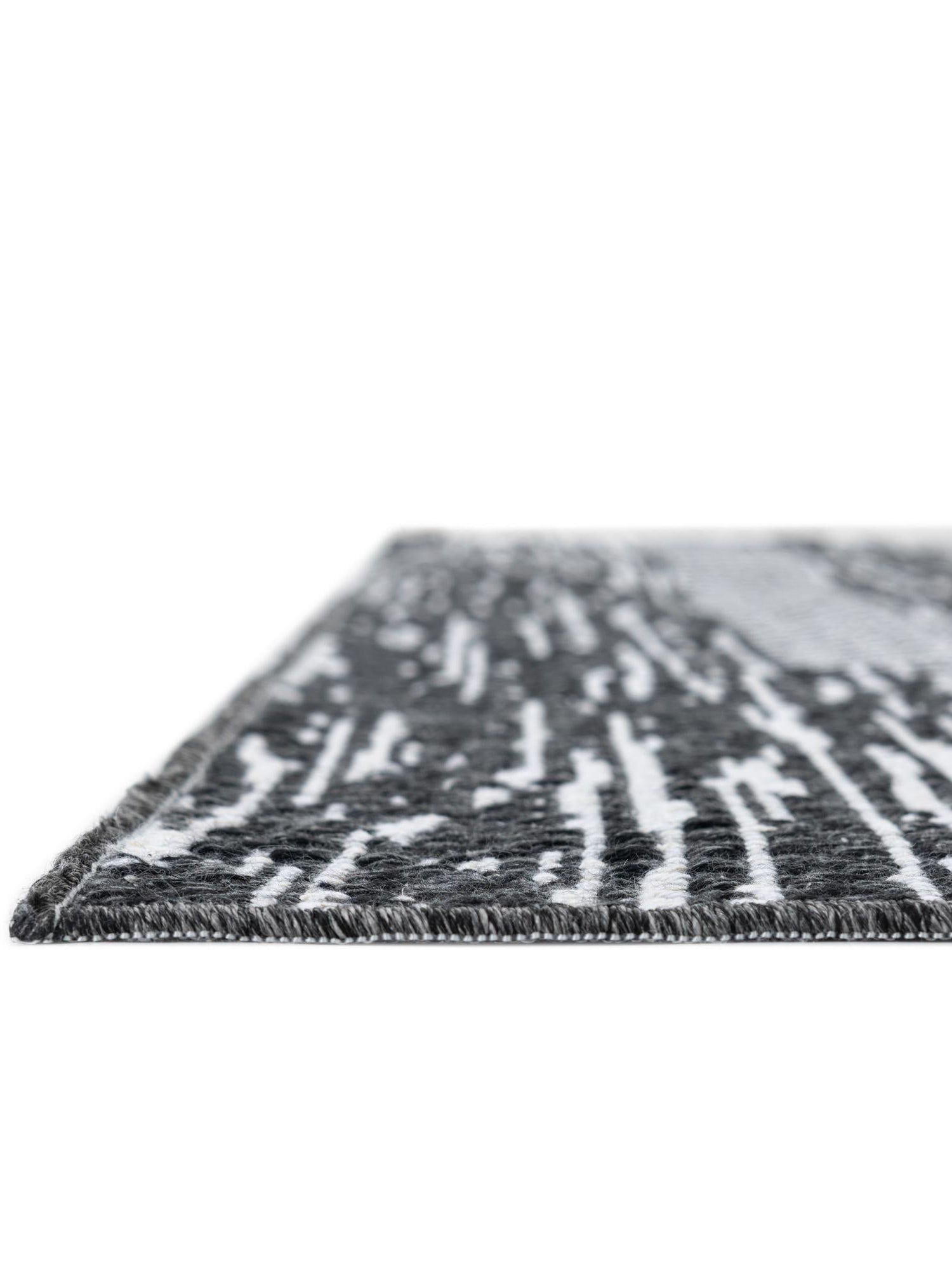 Black 4' 5 x 6' 1 Abbey Rectangle Area Rug 100% Cotton All Natural Living Dining Room Bedroom Carpet for Sale at Rug Engine