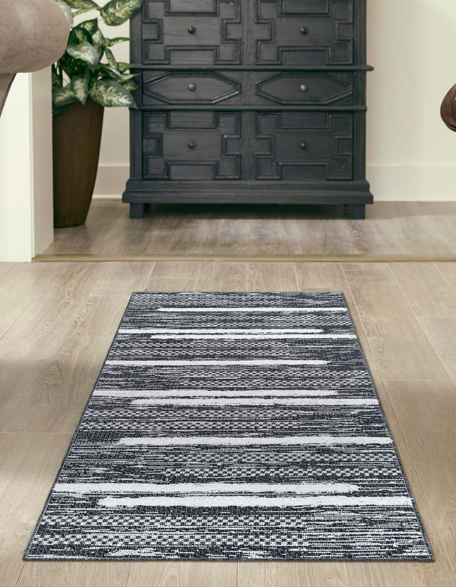 Black 2' 7 x 12' Abbey Runner Area Rug 100% Cotton All Natural Living Dining Room Bedroom Carpet for Sale at Rug Engine
