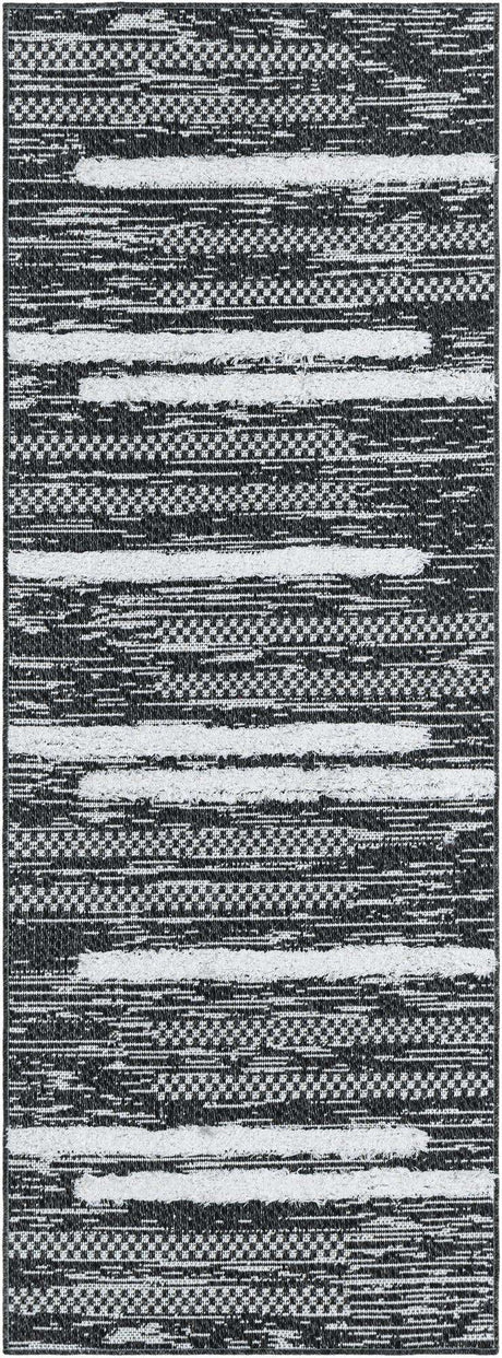 Black 2' 3 x 6' 1 Abbey Runner Area Rug 100% Cotton All Natural Living Dining Room Bedroom Carpet for Sale at Rug Engine