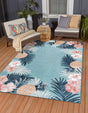 Blue 4' 5 x 6' 1 Outdoor Botanical Rectangle Rug