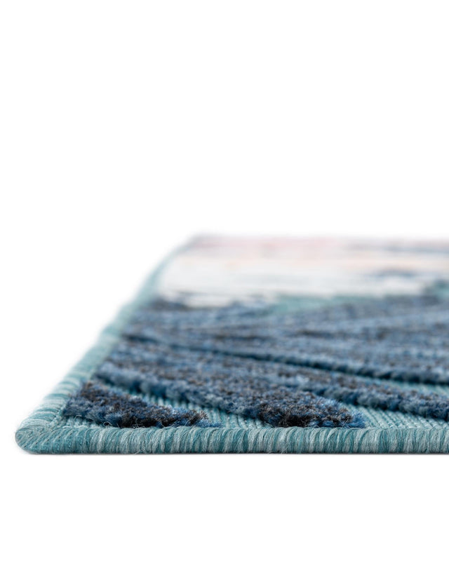 Blue 4' 5 x 6' 1 Outdoor Botanical Rectangle Rug