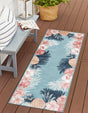 Blue 2' 2 x 6' 1 Outdoor Botanical Runner Area Rug Weather Resistant for Patio, Deck, Terrace, Balcony, Porch Polypropylene Garden Floral Tropical Carpet for Sale at Rug Engine