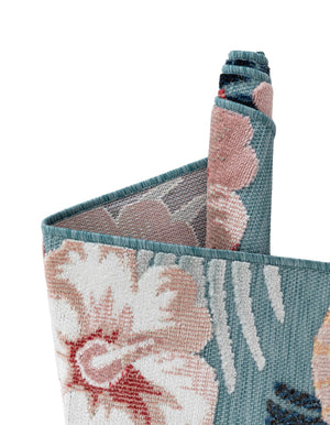 Blue 2' 2 x 5' 3 Outdoor Botanical Runner Area Rug Weather Resistant for Patio, Deck, Terrace, Balcony, Porch Polypropylene Garden Floral Tropical Carpet for Sale at Rug Engine