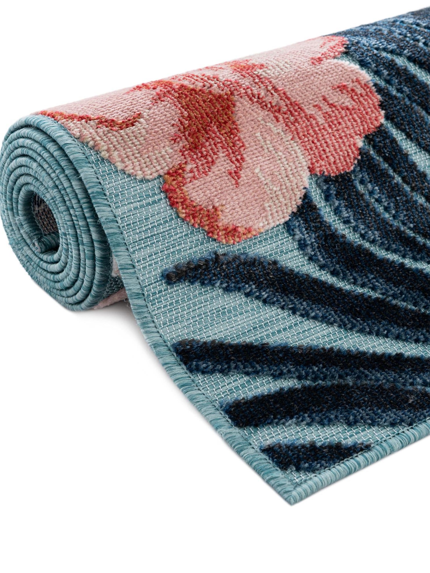 Blue 2' 2 x 6' 1 Outdoor Botanical Runner Area Rug Weather Resistant for Patio, Deck, Terrace, Balcony, Porch Polypropylene Garden Floral Tropical Carpet for Sale at Rug Engine