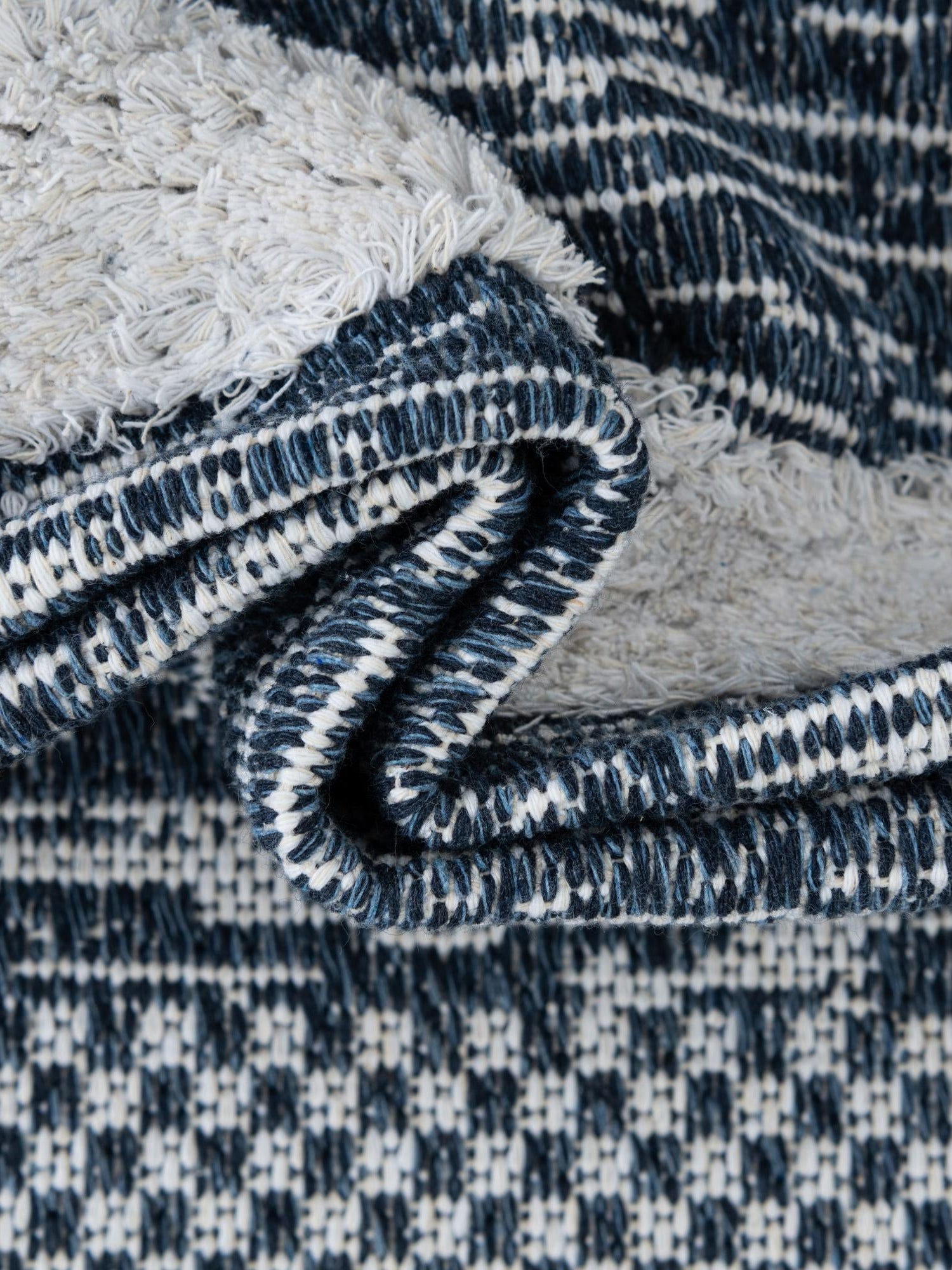 Navy Blue 4' 5 x 6' 1 Abbey Rectangle Area Rug 100% Cotton All Natural Living Dining Room Bedroom Carpet for Sale at Rug Engine