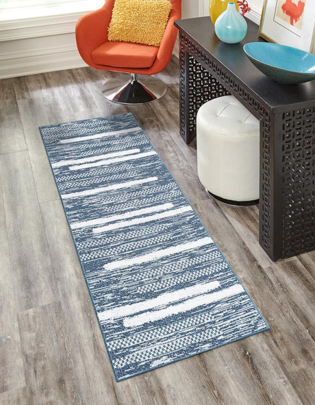 Navy Blue 2' 7 x 10' Abbey Runner Area Rug 100% Cotton All Natural Living Dining Room Bedroom Carpet for Sale at Rug Engine