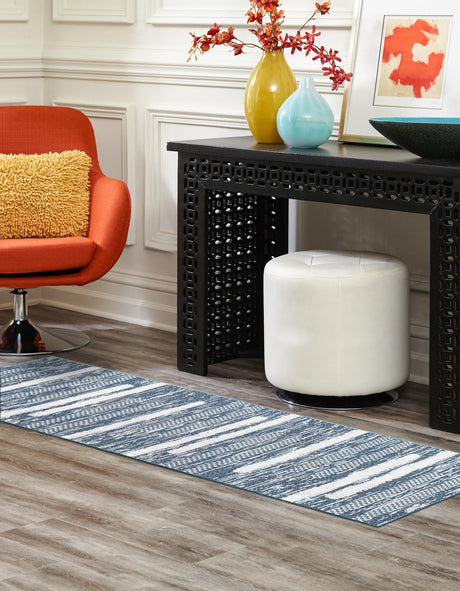 Navy Blue 2' 3 x 4' 1 Abbey Runner Area Rug 100% Cotton All Natural Living Dining Room Bedroom Carpet for Sale at Rug Engine