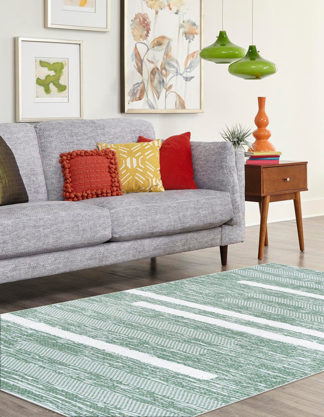Green 8' 2 x 10' Abbey Rectangle Area Rug 100% Cotton All Natural Living Dining Room Bedroom Carpet for Sale at Rug Engine
