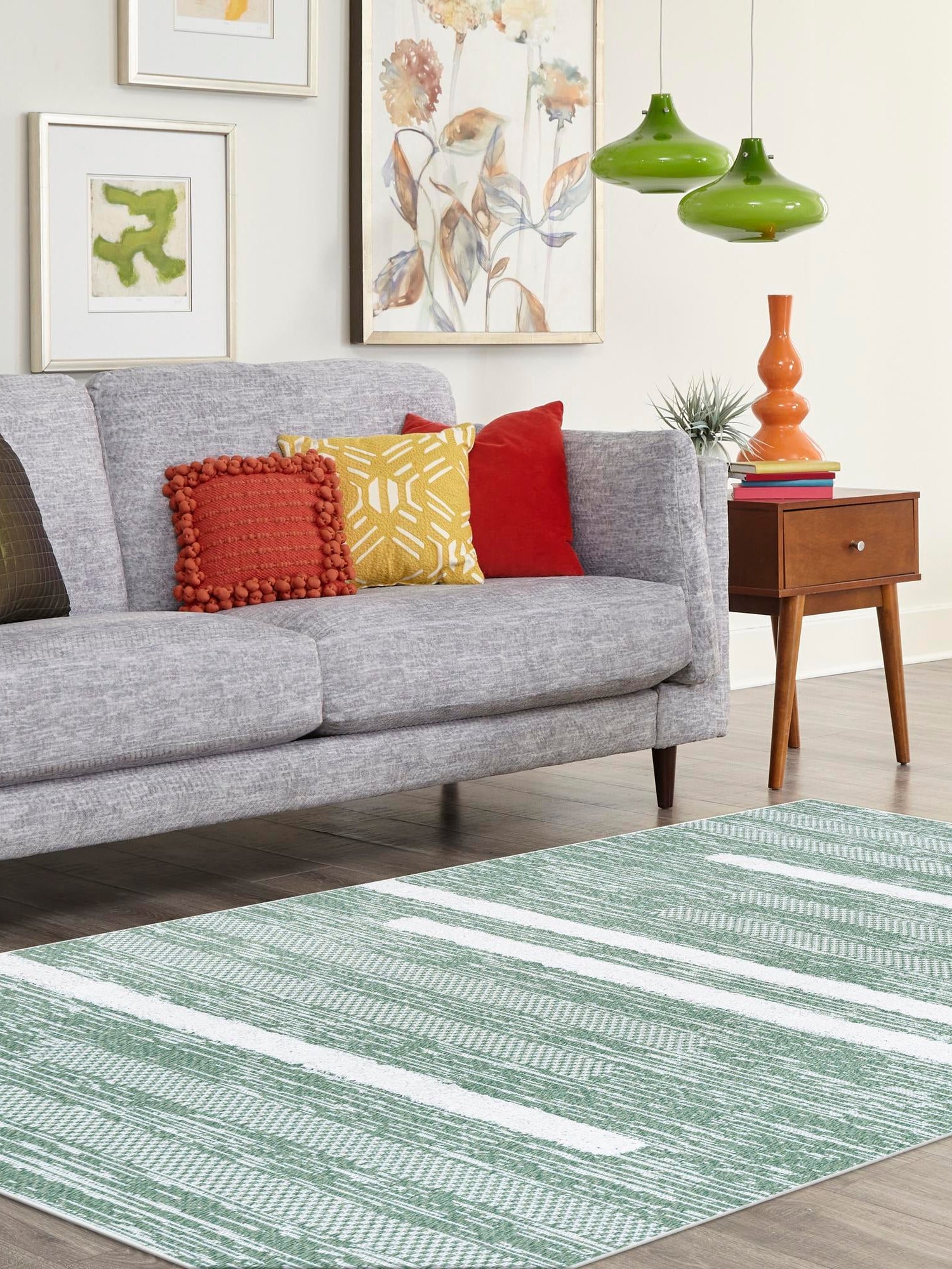 Green 2' 3 x 3' 1 Abbey Rectangle Area Rug 100% Cotton All Natural Living Dining Room Bedroom Carpet for Sale at Rug Engine
