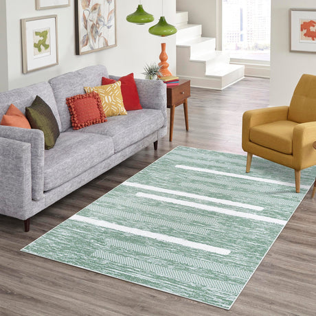 Green 6' 5 x 9' Abbey Rectangle Area Rug 100% Cotton All Natural Living Dining Room Bedroom Carpet for Sale at Rug Engine