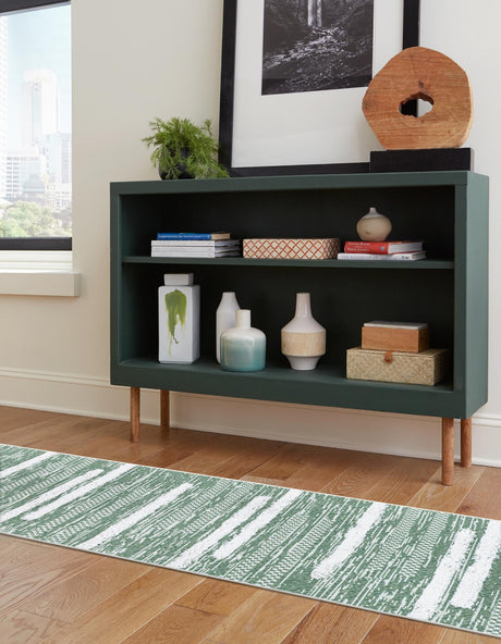 Green 2' 7 x 8' Abbey Runner Area Rug 100% Cotton All Natural Living Dining Room Bedroom Carpet for Sale at Rug Engine