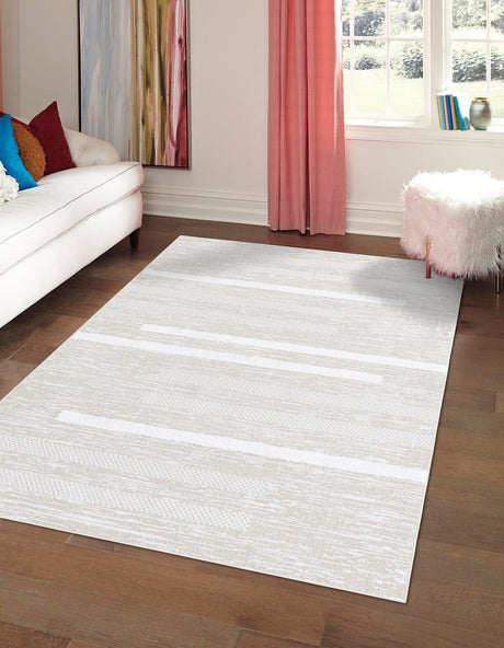 Ivory 5' 3 x 8' Abbey Rectangle Area Rug 100% Cotton All Natural Living Dining Room Bedroom Carpet for Sale at Rug Engine