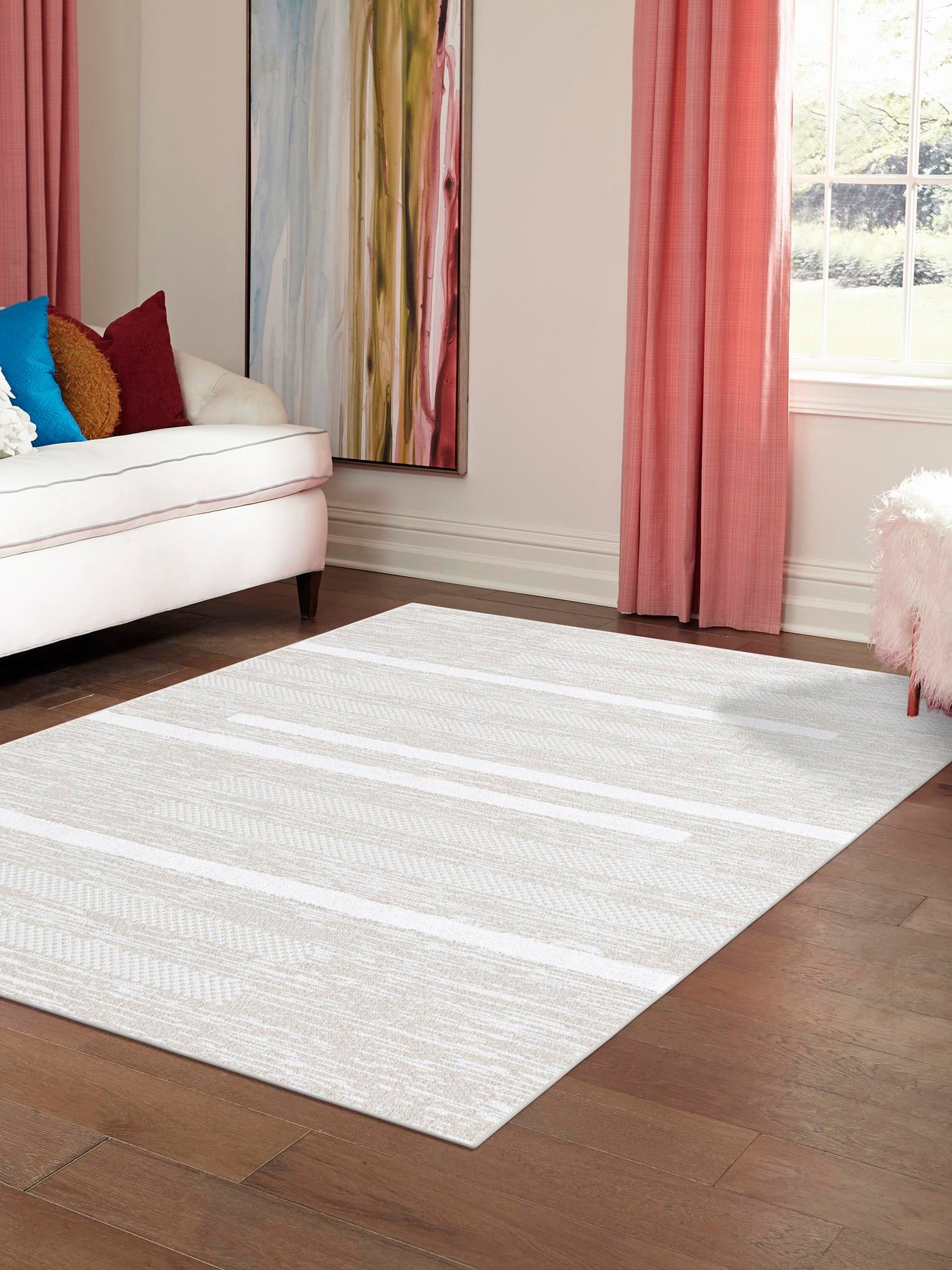 Ivory 9' 10 x 12' Abbey Rectangle Area Rug 100% Cotton All Natural Living Dining Room Bedroom Carpet for Sale at Rug Engine