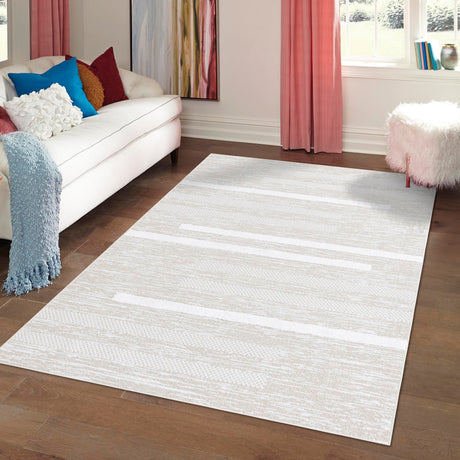Ivory 6' 5 x 9' Abbey Rectangle Area Rug 100% Cotton All Natural Living Dining Room Bedroom Carpet for Sale at Rug Engine