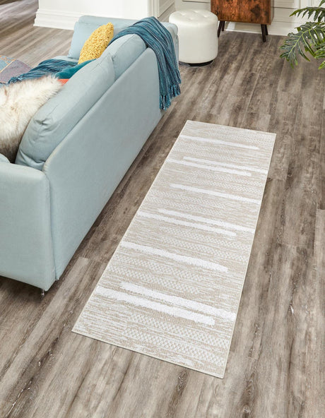 Ivory 2' 7 x 10' Abbey Runner Area Rug 100% Cotton All Natural Living Dining Room Bedroom Carpet for Sale at Rug Engine