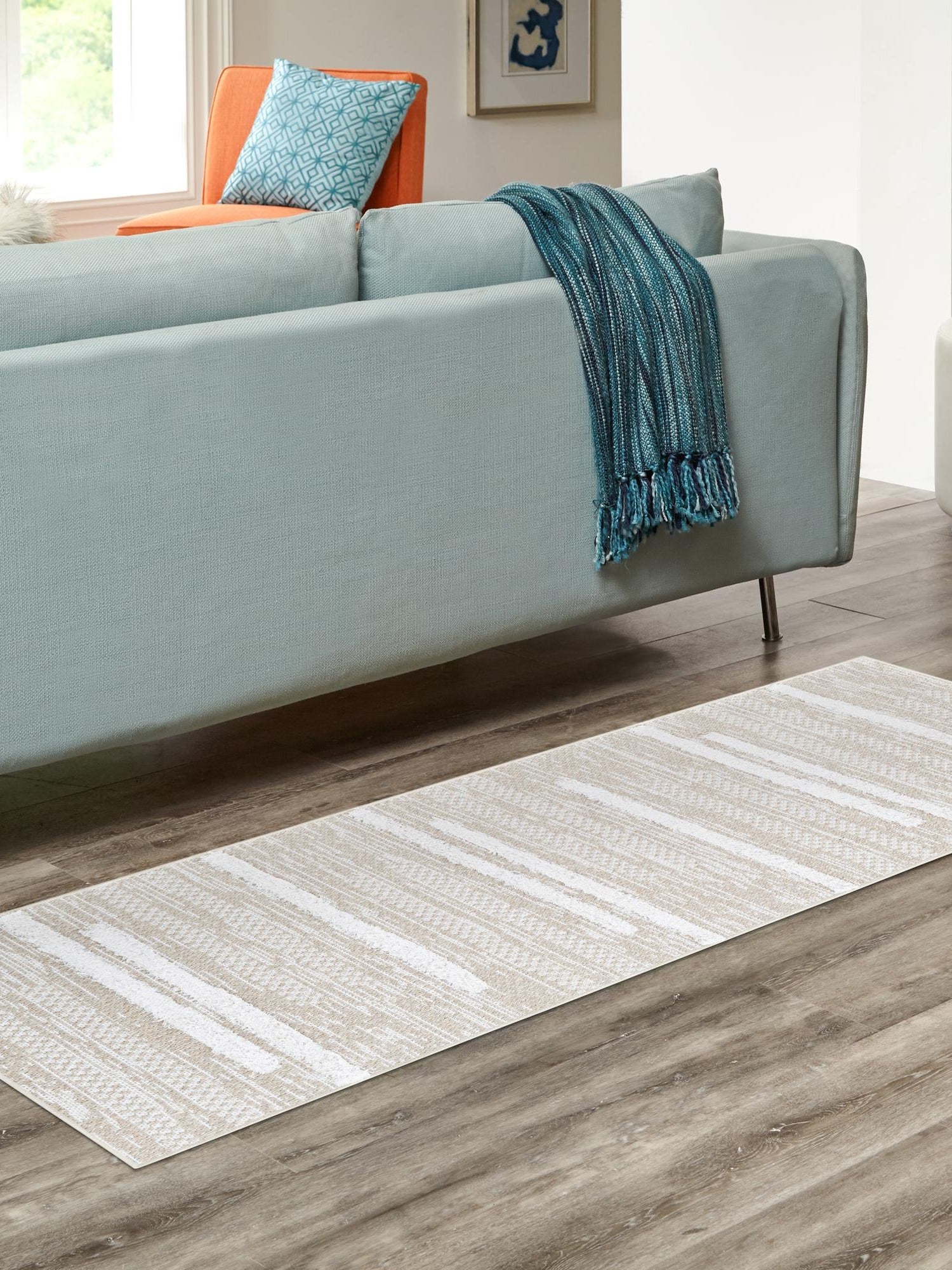 Ivory 2' 7 x 10' Abbey Runner Area Rug 100% Cotton All Natural Living Dining Room Bedroom Carpet for Sale at Rug Engine