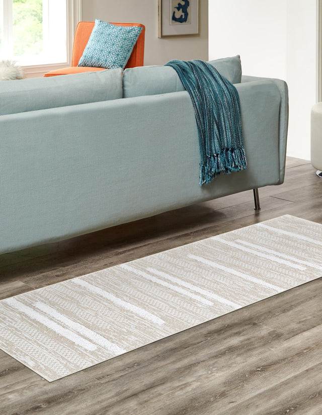 Ivory 2' 7 x 10' Abbey Runner Area Rug 100% Cotton All Natural Living Dining Room Bedroom Carpet for Sale at Rug Engine