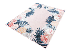 Pink 4' 5 x 6' 1 Outdoor Botanical Rectangle Area Rug Weather Resistant for Patio, Deck, Terrace, Balcony, Porch Polypropylene Garden Floral Tropical Carpet for Sale at Rug Engine