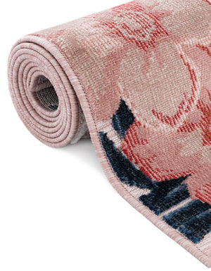 Pink 5' 2 x 8' Outdoor Botanical Rectangle Area Rug Weather Resistant for Patio, Deck, Terrace, Balcony, Porch Polypropylene Garden Floral Tropical Carpet for Sale at Rug Engine