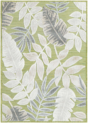 Green 2' 2 x 3' 1 Outdoor Botanical Rectangle Area Rug Weather Resistant for Patio, Deck, Terrace, Balcony, Porch Polypropylene Garden Floral Tropical Carpet for Sale at Rug Engine