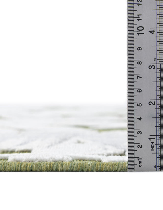 Green 8' 2 x 8' 2 Outdoor Botanical Round Area Rug Weather Resistant for Patio, Deck, Terrace, Balcony, Porch Polypropylene Garden Floral Tropical Carpet for Sale at Rug Engine