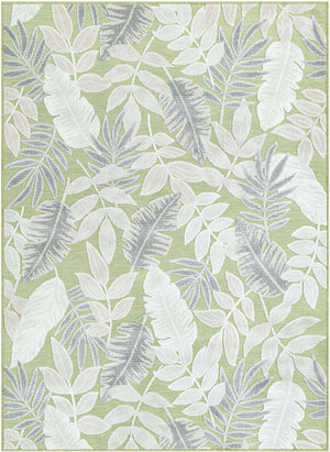 Green 4' 5 x 6' 1 Outdoor Botanical Rectangle Area Rug Weather Resistant for Patio, Deck, Terrace, Balcony, Porch Polypropylene Garden Floral Tropical Carpet for Sale at Rug Engine