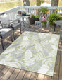 Green 6' 4 x 9' Outdoor Botanical Rectangle Area Rug Weather Resistant for Patio, Deck, Terrace, Balcony, Porch Polypropylene Garden Floral Tropical Carpet for Sale at Rug Engine
