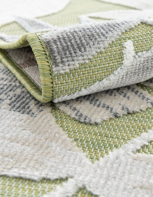 Green 8' 2 x 10' Outdoor Botanical Rectangle Area Rug Weather Resistant for Patio, Deck, Terrace, Balcony, Porch Polypropylene Garden Floral Tropical Carpet for Sale at Rug Engine