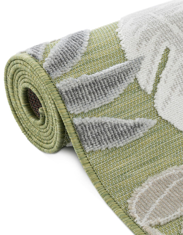 Green 6' 4 x 9' Outdoor Botanical Rectangle Area Rug Weather Resistant for Patio, Deck, Terrace, Balcony, Porch Polypropylene Garden Floral Tropical Carpet for Sale at Rug Engine