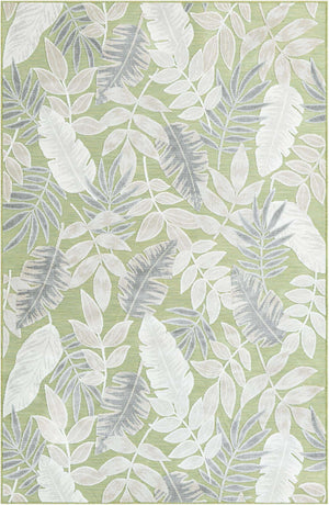Green 5' 2 x 8' Outdoor Botanical Rectangle Area Rug Weather Resistant for Patio, Deck, Terrace, Balcony, Porch Polypropylene Garden Floral Tropical Carpet for Sale at Rug Engine