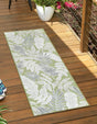 Green 2' 7 x 12' Outdoor Botanical Runner Area Rug Weather Resistant for Patio, Deck, Terrace, Balcony, Porch Polypropylene Garden Floral Tropical Carpet for Sale at Rug Engine