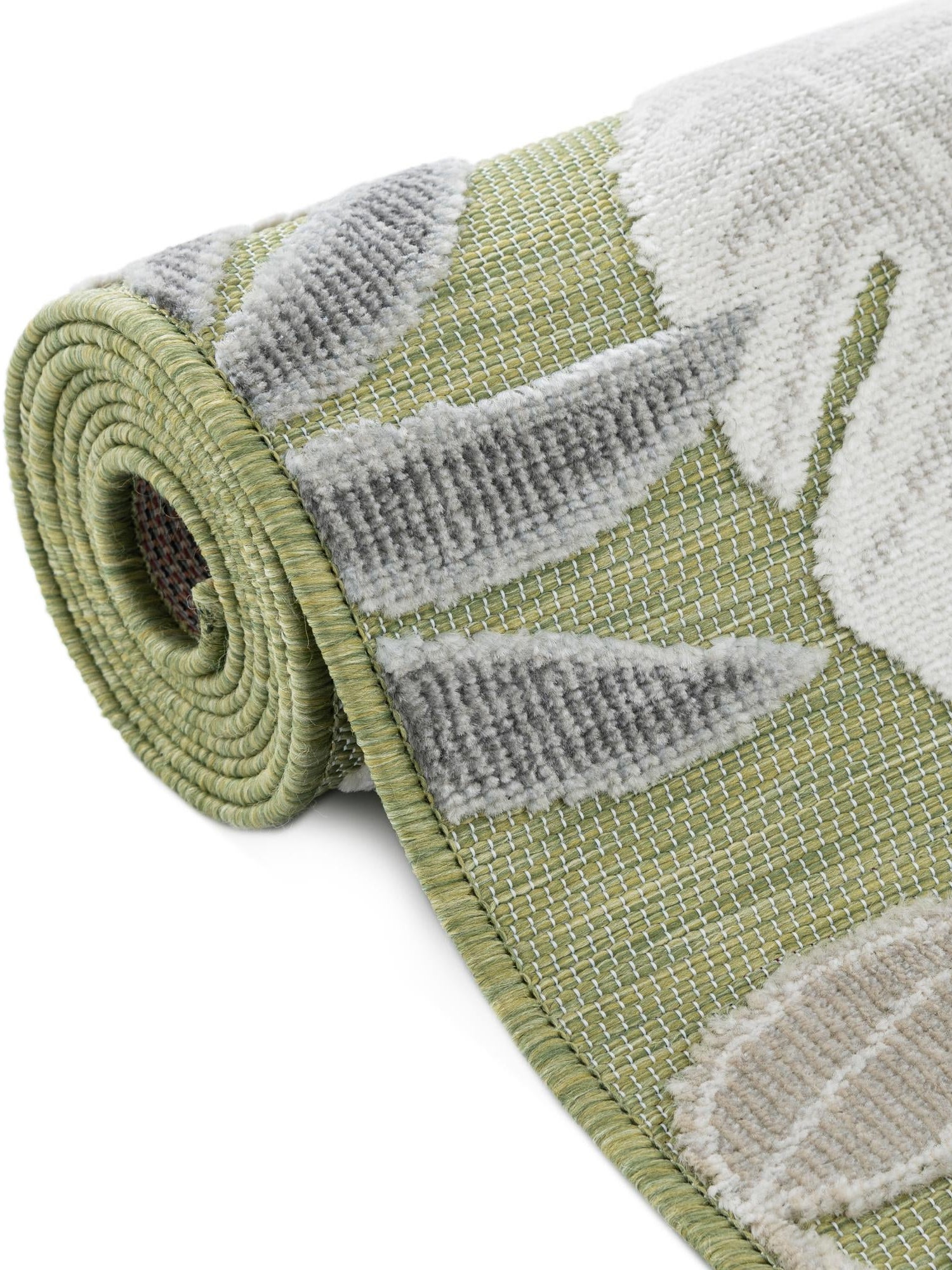 Green 2' 2 x 5' 3 Outdoor Botanical Runner Area Rug Weather Resistant for Patio, Deck, Terrace, Balcony, Porch Polypropylene Garden Floral Tropical Carpet for Sale at Rug Engine