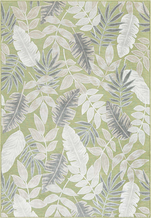 Green 6' 4 x 9' Outdoor Botanical Rectangle Area Rug Weather Resistant for Patio, Deck, Terrace, Balcony, Porch Polypropylene Garden Floral Tropical Carpet for Sale at Rug Engine