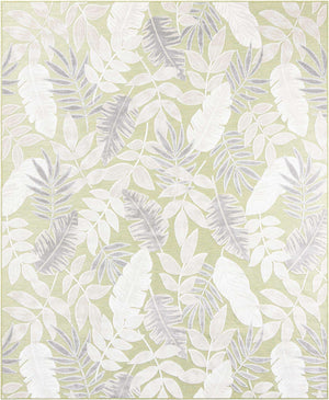 Green 8' 2 x 10' Outdoor Botanical Rectangle Area Rug Weather Resistant for Patio, Deck, Terrace, Balcony, Porch Polypropylene Garden Floral Tropical Carpet for Sale at Rug Engine